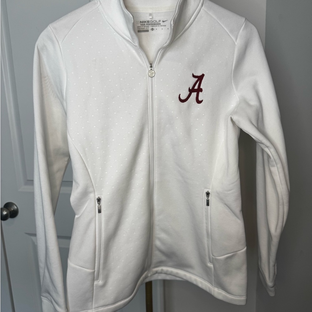 Nike Golf White Zip-Up Jacket with Crimson Alabama 'A' Embroidery NWOT